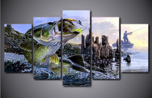 Load image into Gallery viewer, Set of 5 Canvas Prints - Large Mouth Bass Painting
