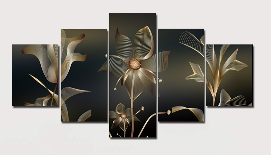 Set of 5 Canvas Prints - Art Flowers