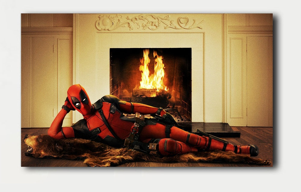 Single Canvas Print (Size 1) - Character Deadpool Fireplace