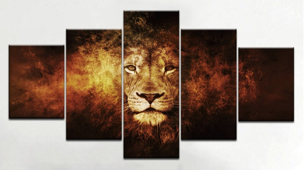 Set of 5 Canvas Prints - Lion