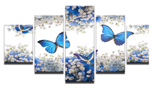 Load image into Gallery viewer, Set of 5 Canvas Prints - Blue Butterfly Art
