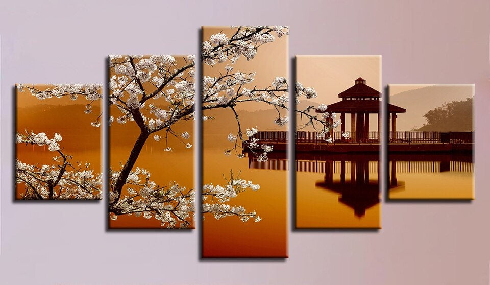 Set of 5 Canvas Prints - Cherry Blossom canopy