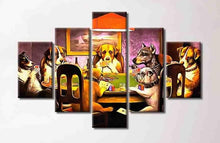 Load image into Gallery viewer, Set of 5 Canvas Prints - Dogs Playing Poker
