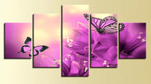 Load image into Gallery viewer, Set of 5 Canvas Prints - Purple Butterflies
