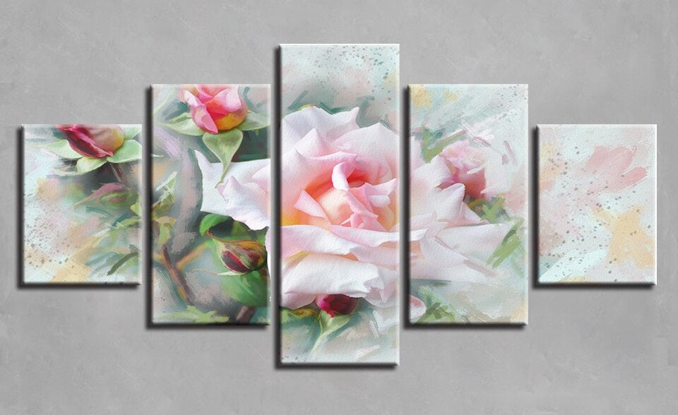 Set of 5 Canvas Prints - Flower Art