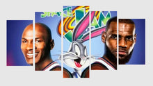 Load image into Gallery viewer, Set of 5 Canvas Prints - Space Jam - Jordan, James &amp; Bugs
