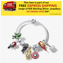 Load image into Gallery viewer, Genuine 925 Sterling Silver Charm Bracelet – Avengers - Complete with 10 Charms and Infinity Ring
