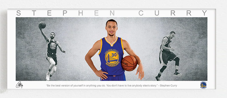 Steph Curry NBA Panoramic Framed Canvas Print