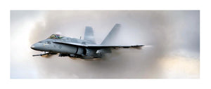 F18 Fighter Panoramic Framed Canvas Print