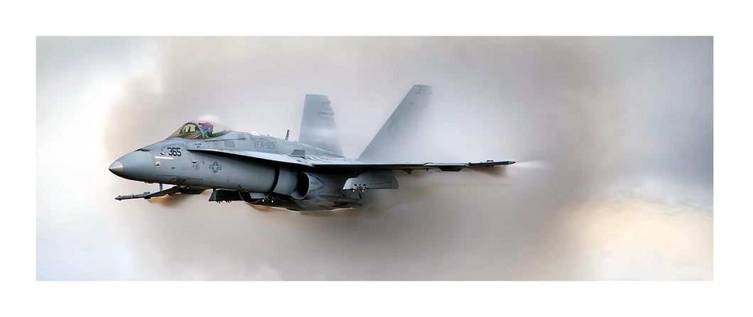 F18 Fighter Panoramic Framed Canvas Print