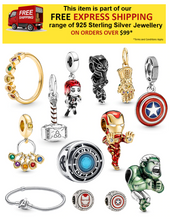 Load image into Gallery viewer, Genuine 925 Sterling Silver Charm Bracelet – Avengers - Complete with 10 Charms and Infinity Ring
