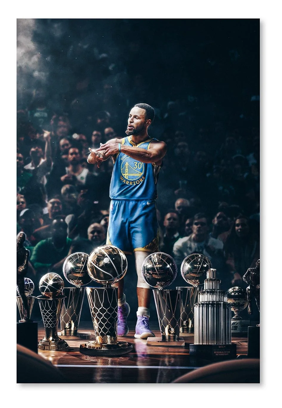 Single Canvas Print (Size 1) - NBA Basketball Great - Steph Curry Trophies